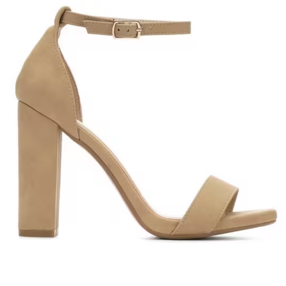 Y Not Women’s Sandal Formal 3 Inch Heel Nude Tan Size 6.5M